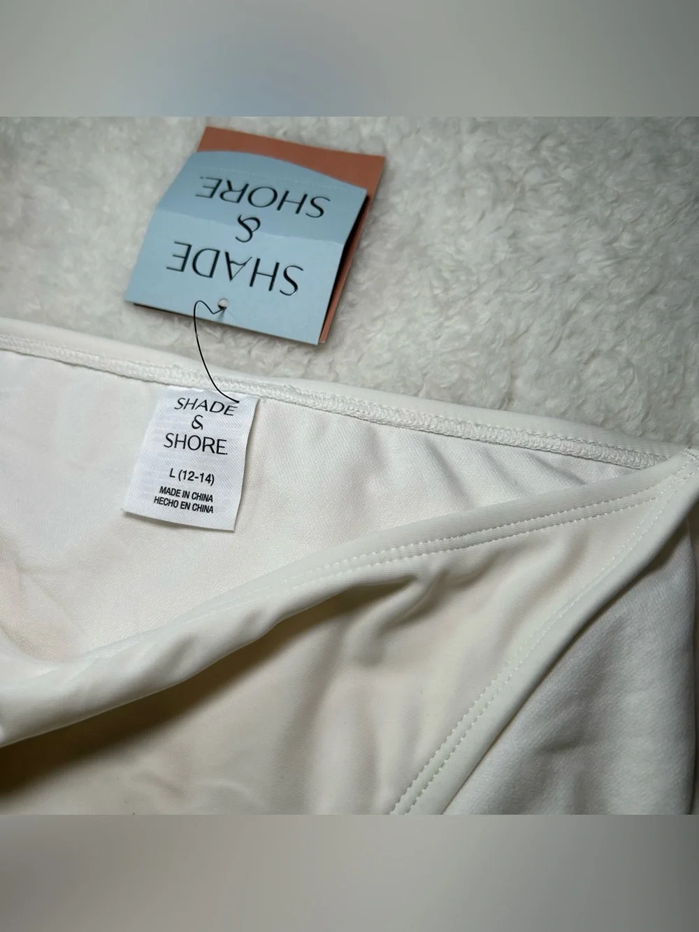 Shade & Shore Women’s Low Rise Cheeky White Bikini Bottoms Large NEW